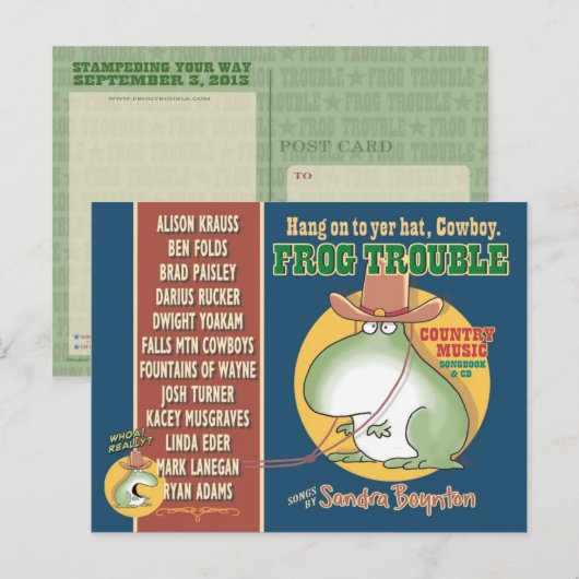 FROG TROUBLE DOOR Sandra Boynton briefkaart (Voorkant / Achterkant)