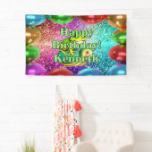 Frog Turtle Gepersonaliseerde karakter verjaardag Spandoek (Insitu)