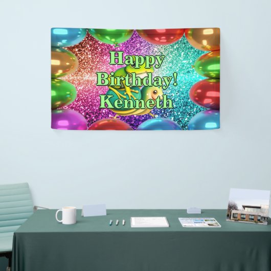 Frog Turtle Gepersonaliseerde karakter verjaardag Spandoek (Beurs)