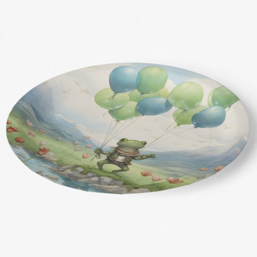Frog Valley ballon en bloemen Papieren Bordje (Gekanteld)