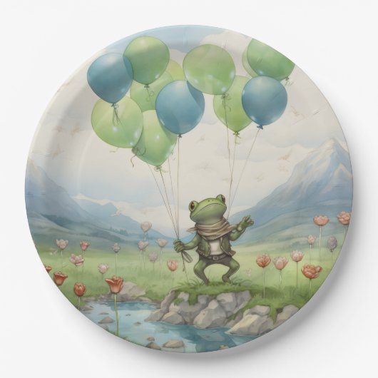 Frog Valley ballon en bloemen Papieren Bordje (Voorkant)