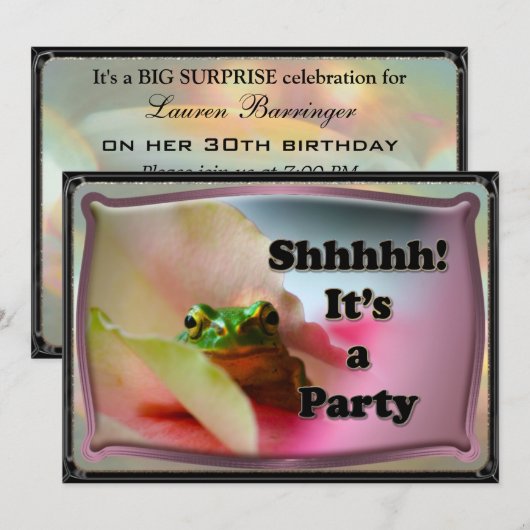 Frog verbergt Surprise party-uitnodiging Kaart (Voorkant / Achterkant)