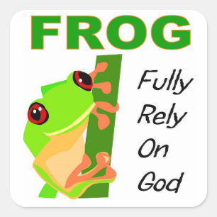 FROG, volledig vertrouwen op God Vierkante Sticker