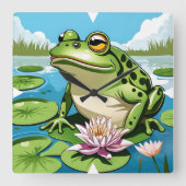 Frog Wall Clock Vierkante Klok (Voorkant)