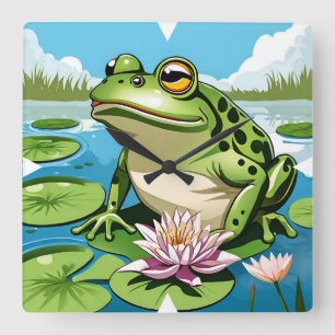 Frog Wall Clock Vierkante Klok
