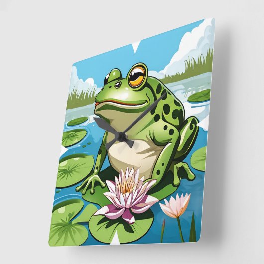 Frog Wall Clock Vierkante Klok (Hoek)