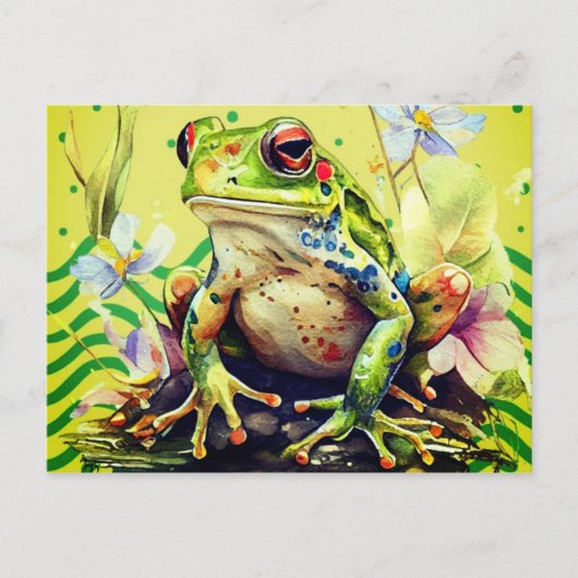 Frog Waterverf Art kan worden aangepast Briefkaart (Voorkant)