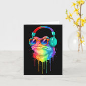 Frog Wearing Headphones And Sungles Edm Rave Desig Kaart (Gele Bloem)