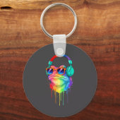 Frog Wearing Headphones And Sungles Edm Rave Desig Sleutelhanger (Voorkant)