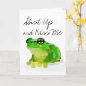 Frog Wenskaart: "Hou je mond en kus me" Kaart (Gele Bloem)