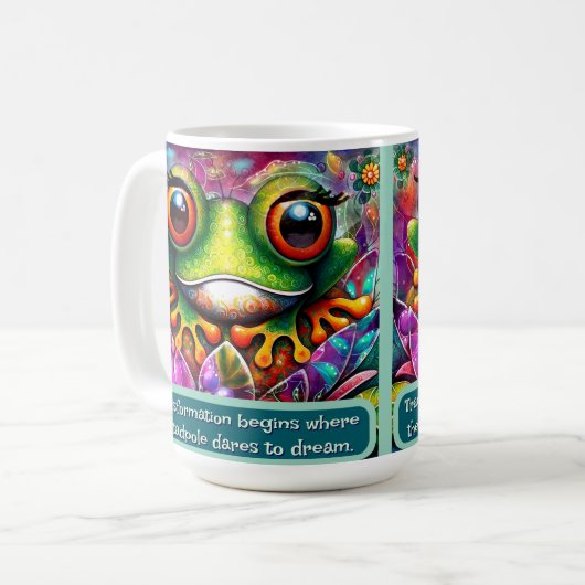 Frog Whimsical Abstract Art Floral Personalized Koffiemok (Voorkant links)