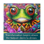 Frog Whimsical Abstract Art Floral Personalized Tegeltje (Voorkant)