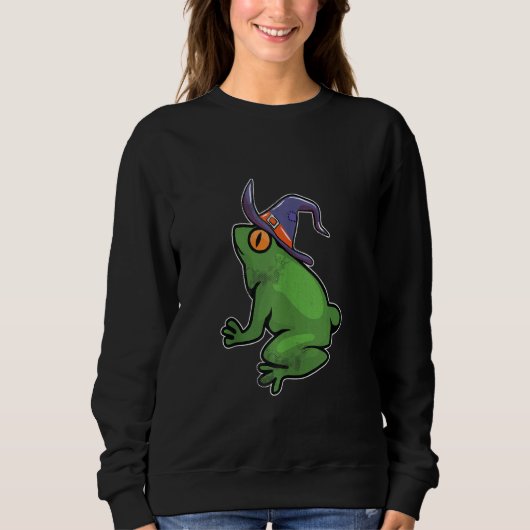 Frog Witch Lazy Halloween Costume Funny Wizard Trui (Voorkant)