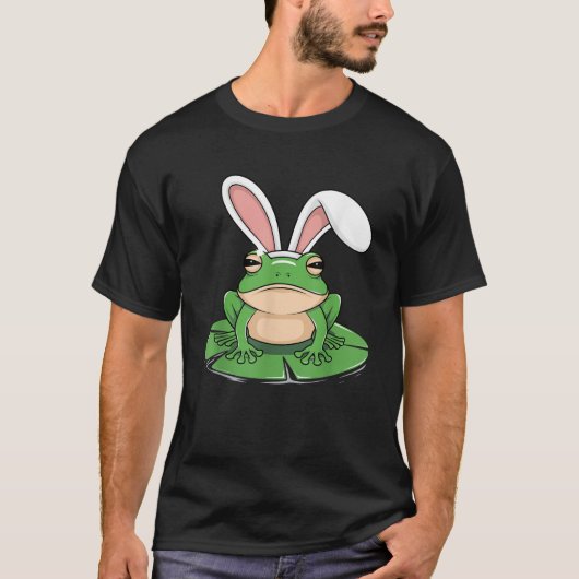 Frog with Bunny Ears Funny Easter Kids Girls Boys  T-shirt (Voorkant)