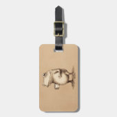 Frog with Coffee – Whimsical Vintage Animal Bagagelabel (Voorkant verticaal)