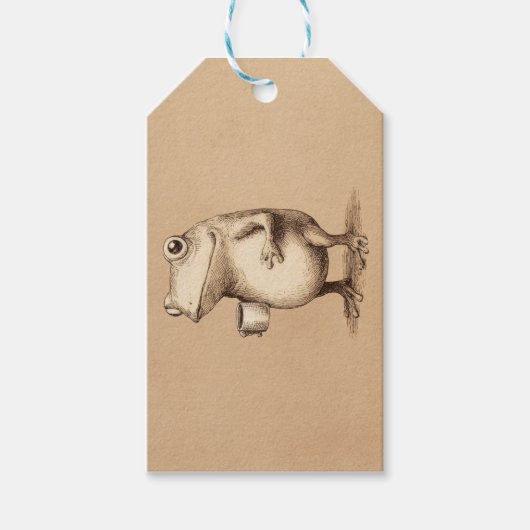 Frog with Coffee – Whimsical Vintage Animal Cadeaulabel (Voorkant)