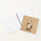 Frog with Coffee – Whimsical Vintage Animal Notitieboek (Binnen)