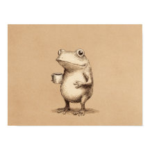 Frog with Coffee – Whimsical Vintage Animal