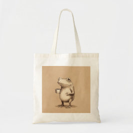 Frog with Coffee – Whimsical Vintage Animal Tote Bag