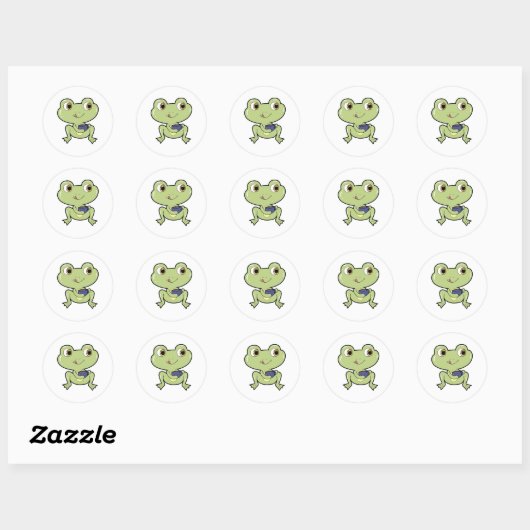 Frog with Cup Ronde Sticker (Vel)