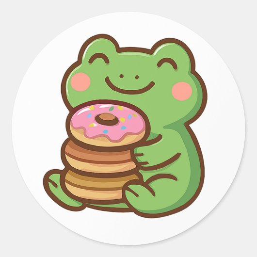 Frog With Donuts – Cute Animal Sticker (Voorkant)