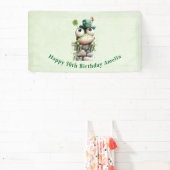 Frog with Green Hat and Shamrock Cute Birthday Spandoek (Insitu)