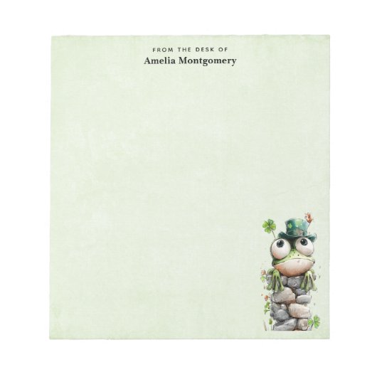 Frog with Green Hat and Shamrock Cute Notitieblok (Voorkant)