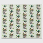 Frog with Green Hat and Shamrock Cute Pattern Cadeaupapier (Vlak)