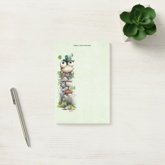 Frog with Green Hat and Shamrock Cute Post-it® Notes (Kantoor)