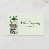 Frog with Green Hat and Shamrock Cute Visitekaartje (Voorkant)