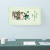 Frog with Green Hat and Shamrock St. Patrick's Day Spandoek (Beurs)