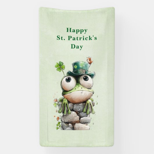Frog with Green Hat and Shamrock St. Patrick's Day Spandoek (Verticaal)