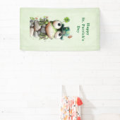 Frog with Green Hat and Shamrock St. Patrick's Day Spandoek (Insitu)