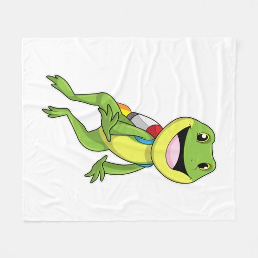 Frog with Jetpack Fleece Deken (Voorkant (Horizontaal))