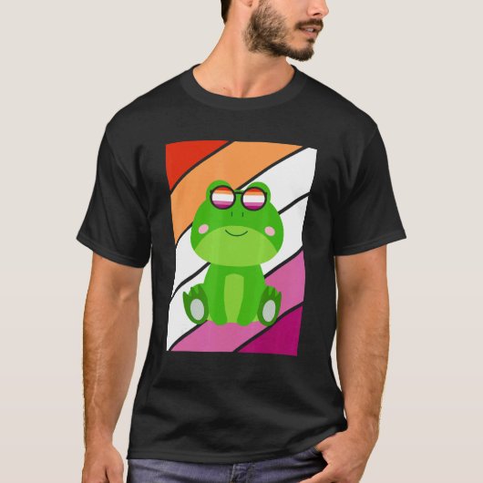 Frog With Pride Lesbian Flag LGBTQ Proud Ally Prid T-shirt (Voorkant)