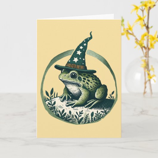 Frog Wizard Kaart (Gele Bloem)