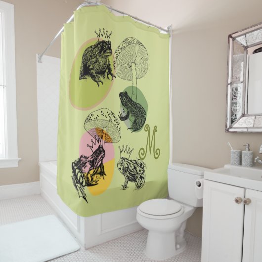 Frogcore en paddenstoelen Lover Aesthetisch monogr Douchegordijn (In situ)