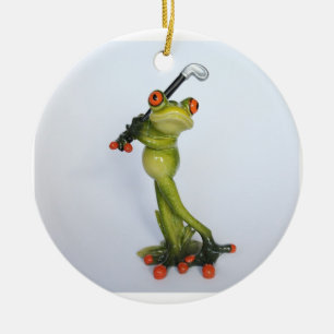 Froggie Golfer Keramisch Ornament