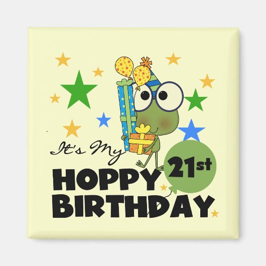 Froggie Hoppy 21st Birthday Magneet (Voorkant)