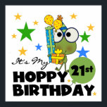 Froggie Hoppy 21st Birthday Poster<br><div class="desc">Een oh zo schattig 21ste verjaardagsontwerp met een groene kikker met oogbrillen omringd door cadeaus,  ballonnen en sterren met tekst die luidt: "Het is mijn 21e verjaardag!". 21ste T-shirts voor verjaardag,  knoppen,  magneten,  kaarten,  keepsakes,  tassen,  mokken en andere artikelen die geweldig zijn voor iedereen die 21 wordt!</div>