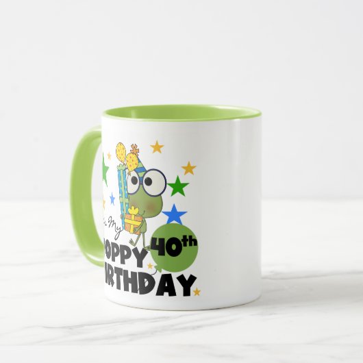 Froggie Hoppy 40th Birthday Mok (Voorkant links)