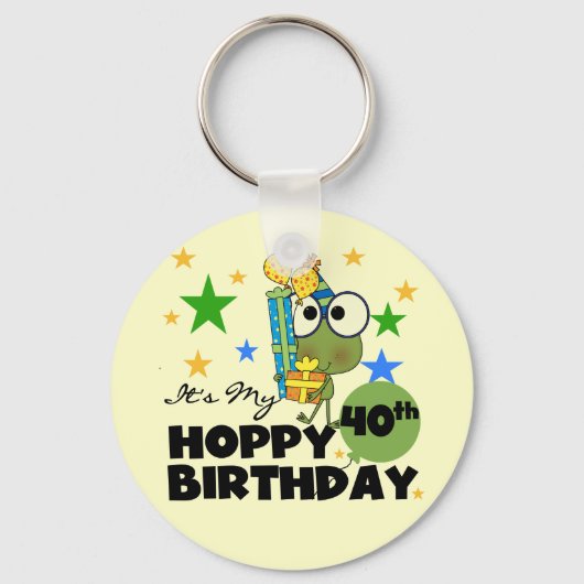 Froggie Hoppy 40th Birthday Sleutelhanger (Voorkant)