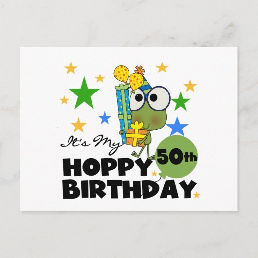 Froggie Hoppy 50th Birthday Briefkaart (Voorkant)