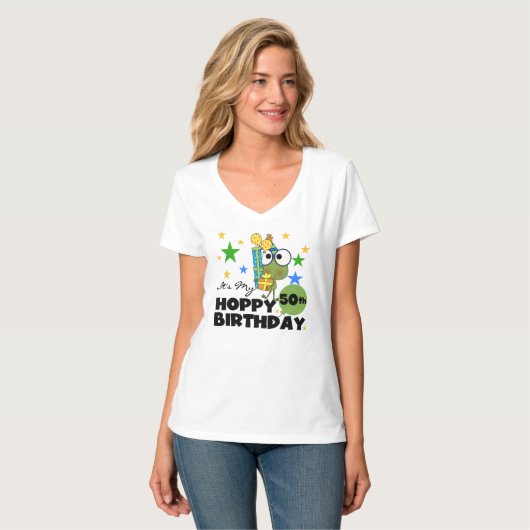 Froggie Hoppy 50th Birthday T-shirt (Voorkant volledig)