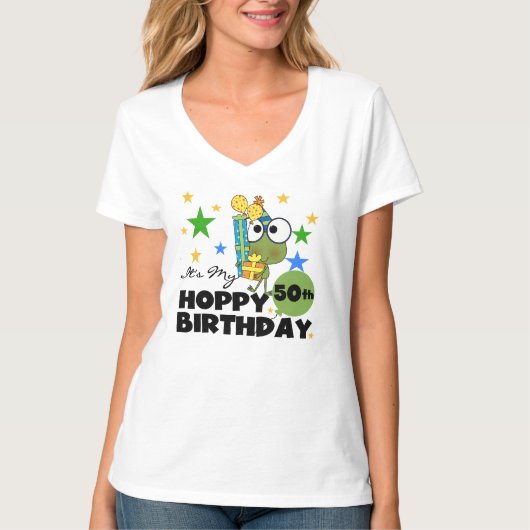 Froggie Hoppy 50th Birthday T-shirt (Voorkant)