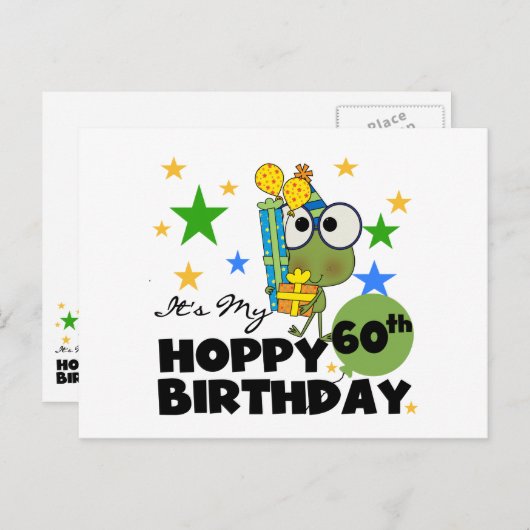 Froggie Hoppy 60th Birthday Briefkaart (Voorkant / Achterkant)