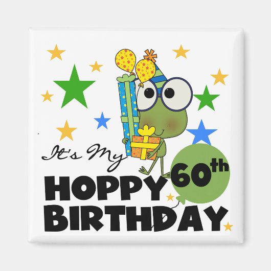 Froggie Hoppy 60th Birthday Magneet (Voorkant)