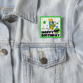 Froggie Hoppy 60th Birthday Vierkante Button 5,1 Cm (In situ)