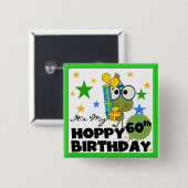Froggie Hoppy 60th Birthday Vierkante Button 5,1 Cm (Voorkant /achterkant)