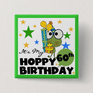Froggie Hoppy 60th Birthday Vierkante Button 5,1 Cm